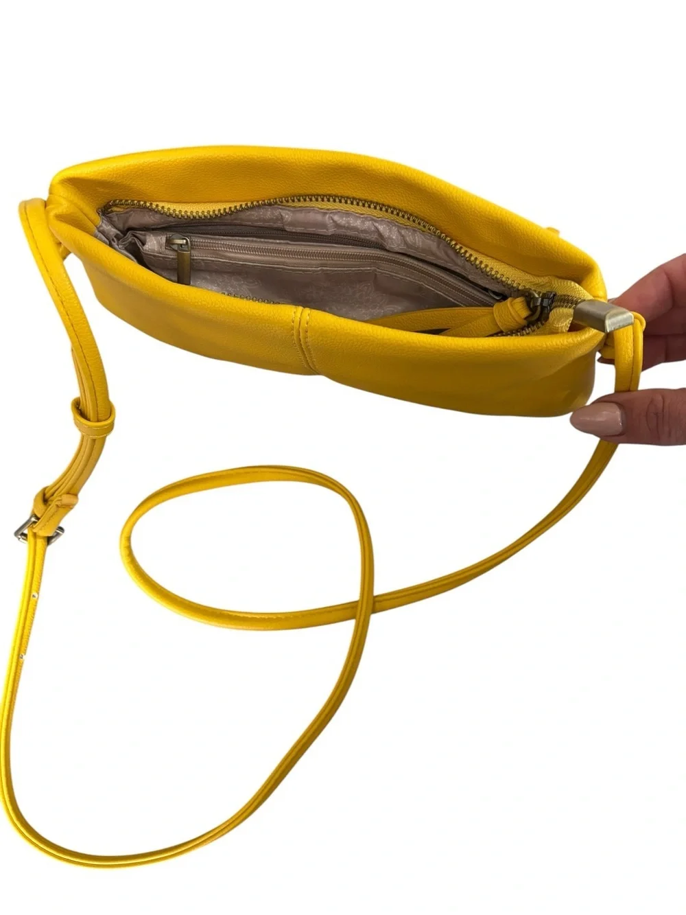 Leather Crossbody Bag in Yellow